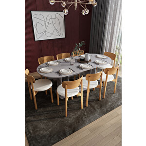 Modern 8 Kişilik Mutfak Yemek Masası Ve Sandalye %100 Mdf Mutfak Yemek Odası Masası Takımı Ymt08
