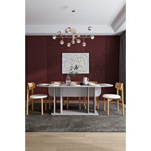 Modern 8 Kişilik Mutfak Yemek Masası Ve Sandalye %100 Mdf Mutfak Yemek Odası Masası Takımı Ymt08