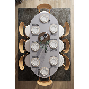 Modern 8 Kişilik Mutfak Yemek Masası Ve Sandalye %100 Mdf Mutfak Yemek Odası Masası Takımı Ymt08