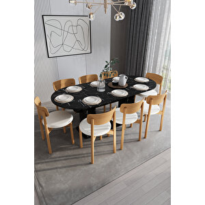 Modern 8 Kişilik Mutfak Yemek Masası Ve Sandalye %100 Mdf Mutfak Yemek Odası Masası Takımı Ymt08