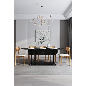 Modern 8 Kişilik Mutfak Yemek Masası Ve Sandalye %100 Mdf Mutfak Yemek Odası Masası Takımı Ymt08