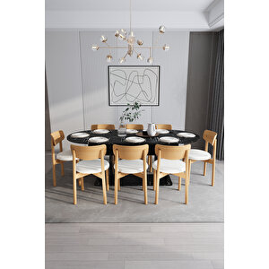 Modern 8 Kişilik Mutfak Yemek Masası Ve Sandalye %100 Mdf Mutfak Yemek Odası Masası Takımı Ymt08