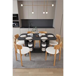 Modern Dolaplı 6 Kişilik Mutfak Yemek Masası Ve Sandalye %100 Mdf Mutfak Yemek Odası Masası Takımı Ymt06