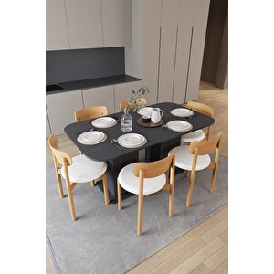 Modern Dolaplı 6 Kişilik Mutfak Yemek Masası Ve Sandalye %100 Mdf Mutfak Yemek Odası Masası Takımı Ymt06