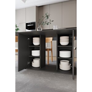 Modern Dolaplı 6 Kişilik Mutfak Yemek Masası Ve Sandalye %100 Mdf Mutfak Yemek Odası Masası Takımı Ymt06