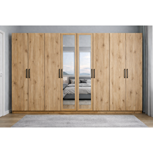 Monara Tamamı Mdf 8 Kapaklı Dolap Gardırop Çam - Montaj Dahil
