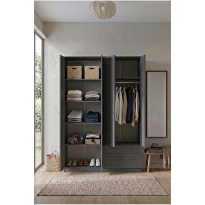 Terra 4 Kapaklı 2 Çekmeceli Gardırop/dolap 137x210x52 Cm Beyaz – Modern Tasarım