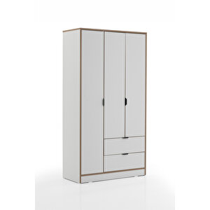 Arden 3 Kapaklı 2 Çekmeceli Gardırop/dolap 97x182x44 Cm Beyaz – Modern Tasarım