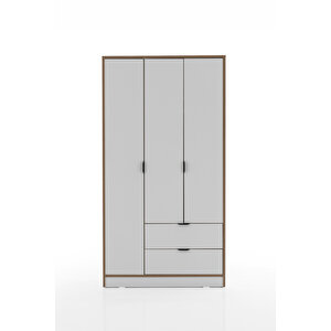 Arden 3 Kapaklı 2 Çekmeceli Gardırop/dolap 97x182x44 Cm Beyaz – Modern Tasarım