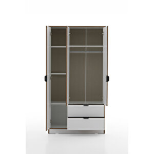 Arden 3 Kapaklı 2 Çekmeceli Gardırop/dolap 97x182x44 Cm Beyaz – Modern Tasarım