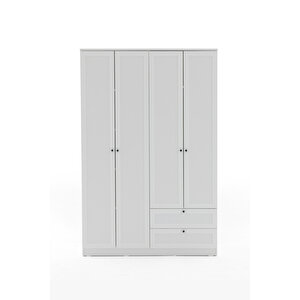 Terra 4 Kapaklı 2 Çekmeceli Gardırop/dolap 137x210x52 Cm Beyaz – Modern Tasarım