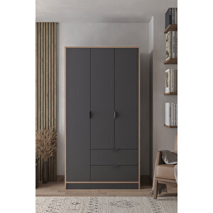 Arden 3 Kapaklı 2 Çekmeceli Gardırop/dolap 97x182x44 Cm Beyaz – Modern Tasarım