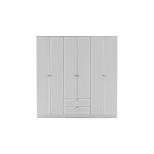 Terra 6 Kapaklı 2 Çekmeceli Gardırop/dolap 205x210x52 Cm Beyaz – Modern Tasarım