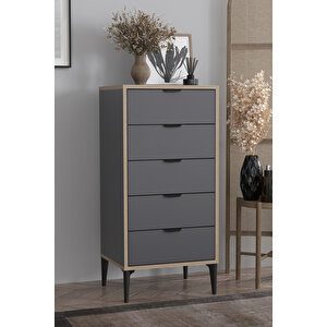 Arden 5 Çekmeceli Şifonyer/çamaşırlık 50x105x40 Cm Antrasit – Modern Tasarım