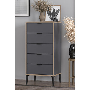 Arden 5 Çekmeceli Şifonyer/çamaşırlık 50x105x40 Cm Antrasit – Modern Tasarım