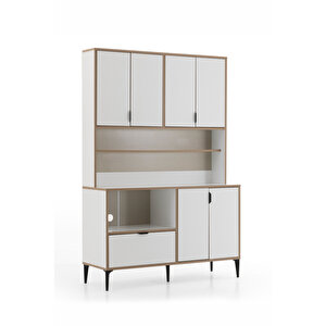 Arden 7 Kapaklı Kahve Köşesi, Mutfak Stüdyosu 127x190x44 Cm Beyaz – Modern Tasarım
