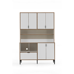 Arden 7 Kapaklı Kahve Köşesi, Mutfak Stüdyosu 127x190x44 Cm Beyaz – Modern Tasarım