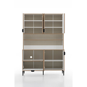 Arden 7 Kapaklı Kahve Köşesi, Mutfak Stüdyosu 127x190x44 Cm Beyaz – Modern Tasarım