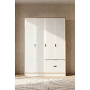 Arden 4 Kapaklı 2 Çekmeceli Gardırop/dolap Y:182 G:128 D:44 / Beyaz