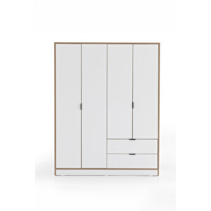 Arden 4 Kapaklı 2 Çekmeceli Gardırop/dolap Y:182 G:128 D:44 / Beyaz