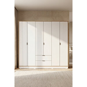 Arden 6 Kapaklı 2 Çekmeceli Gardırop/dolap Y:182 G:190 D:44