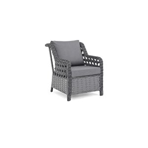 Zen Rattan Puflu Bahçe Balkon Takımı 3+1+1 Antrasit