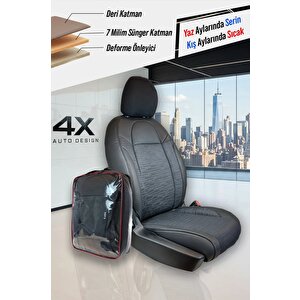 Fiat İdea 2+1 Parçalı Lüx Deri Süet Oto Koltuk Kılıfı Ön Arka Takım Premium Serisi Si̇yah Siyah