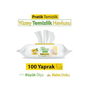 Turco Doğadan Pratik Temizlik Turco Doğadan Pratik Yüzey Temizlik Havlusu Limon 100 Yaprak