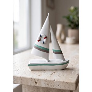 Marin Çift Yelkenli Kırmızı Mavi Can Simitli 24 Cm
