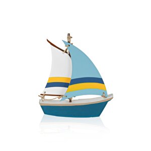 Retro Marin Çift Yelkenli Tekne Biblosu 17 Cm