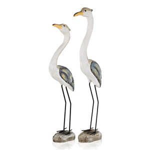 Marin 2'li Dekoratif Balıkçıl Kuş Biblo Seti 61 Cm