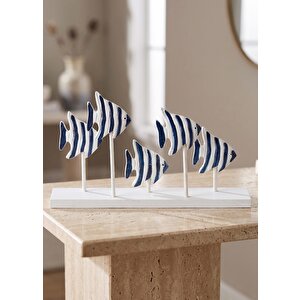 Marin Mavi Beyaz Çizgili 5'li Balık Biblosu 15 Cm
