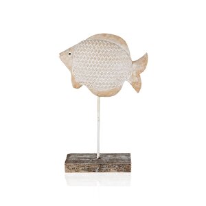 Retro Marin Hasır Desenli Balık Obje 35 Cm