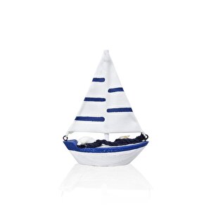 Marin Deniz Kabuklu Ve Halatlı Yelkenli Biblo 14cm