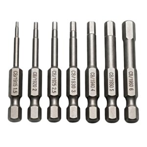 7 Parça Manyetik Allen Alyan Bits Uç Seti 1.5-6 Mm X 50 Mm