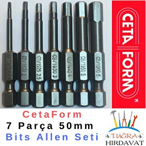 7 Parça Manyetik Allen Alyan Bits Uç Seti 1.5-6 Mm X 50 Mm