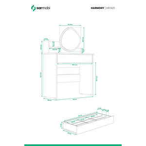 Harmony Tek Çekmeceli Makyaj Masası (amorf Aynalı)