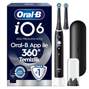 Oral-b Io6 Siyah Şarjlı/elektrikli Diş Fırçası, 2 Fırça Başlığı, Uzun Ömürlü Pil, Premium Seyahat Kabı