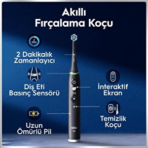 Oral-b Io6 Siyah Şarjlı/elektrikli Diş Fırçası, 2 Fırça Başlığı, Uzun Ömürlü Pil, Premium Seyahat Kabı