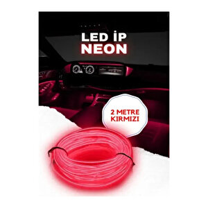 Her Araca Uyumlu Universal İp Neon Led - Kırmızı Renk 2 Metre 12v