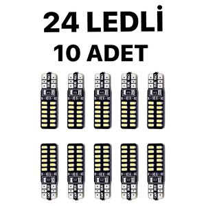 T10 Led 24 Ledli Metal Ultra Beyaz Park Plaka Tavan Ampulü 10 Adet Uyumlu