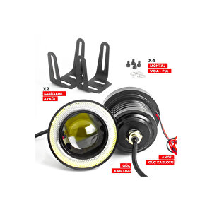 89 Mm Angel Beyaz Led Lamba Mercek Gündüz Sis Farı