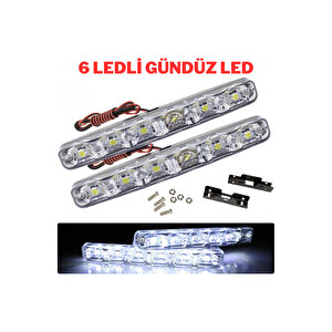 Mercekli 6 Ledli Beyaz Drl Gündüz Ledi 12v Sis Lambası Ledi Off Road Sis 12v