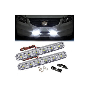 Mercekli 6 Ledli Beyaz Drl Gündüz Ledi 12v Sis Lambası Ledi Off Road Sis 12v