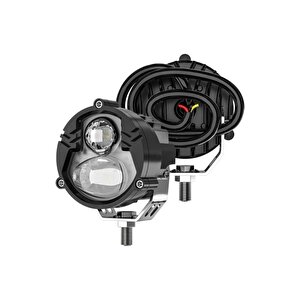 2 Adet Motosiklet Atv Utv Scooter LED Sis Farı Metal Kasa Yüksek Güçlü Delici Beyaz Sarı Çift Renk