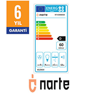 -h20060s 60 Cm Gri Cam Inox Çıtalı Eğimli Davlumbaz - 6 Yil Garanti̇li̇
