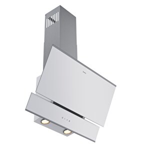 -h10060w 60cm Beyaz Cam Inox Citali Çi̇ft Camli Eği̇mli̇ Davlumbaz