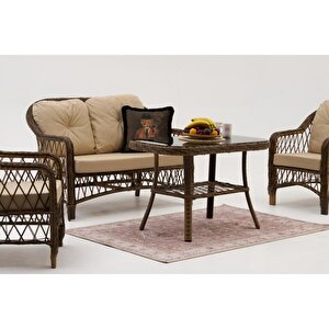 Lores Rattan Bahçe Balkon Oturma Grubu (2+1+1+masa )
