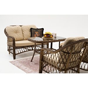 Lores Rattan Bahçe Balkon Oturma Grubu (2+1+1+masa )