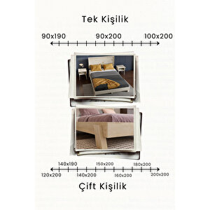 Ebruli Yatay Model Başlıklı Ahşap Karyola 90x200 cm